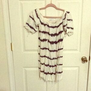 Off the shoulder freyed sleeves/bottom dress